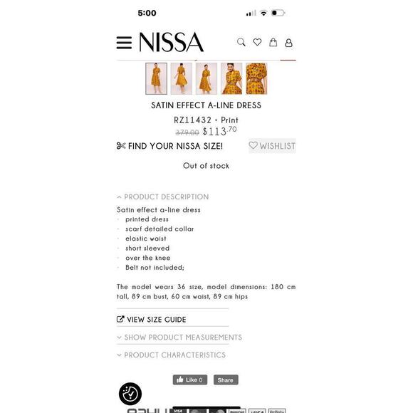 NISSA Women’s A line Printed Dress Silk Blend Scarf Collar yellow US Sz 2 classy - Picture 3 of 13